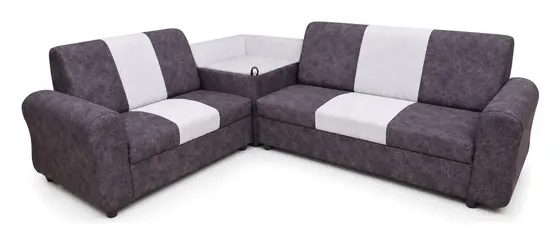 Corner Sofa, Purple-Grey with Storage Corner